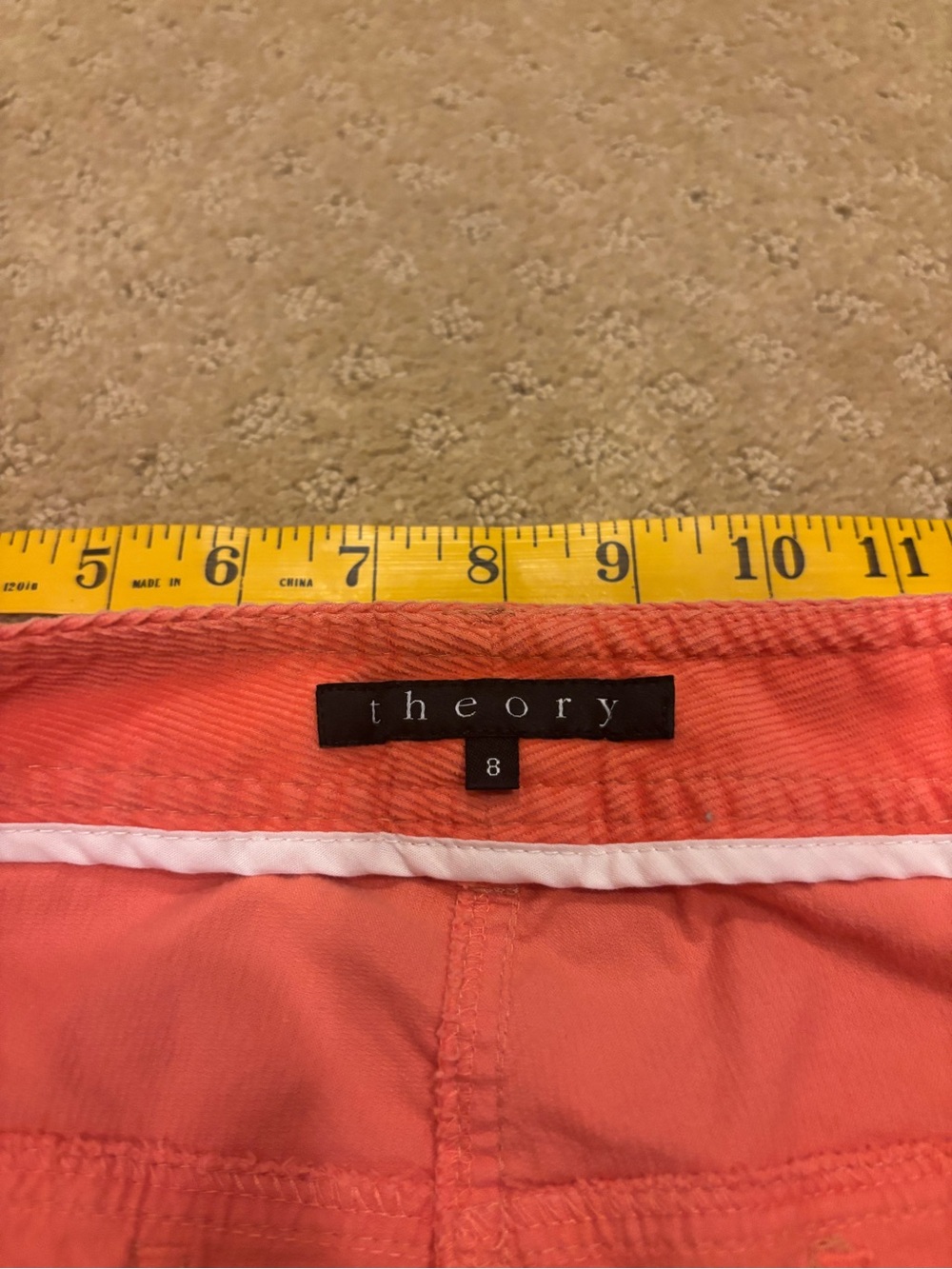 Theory Coral orange corduroy pants Size 8
